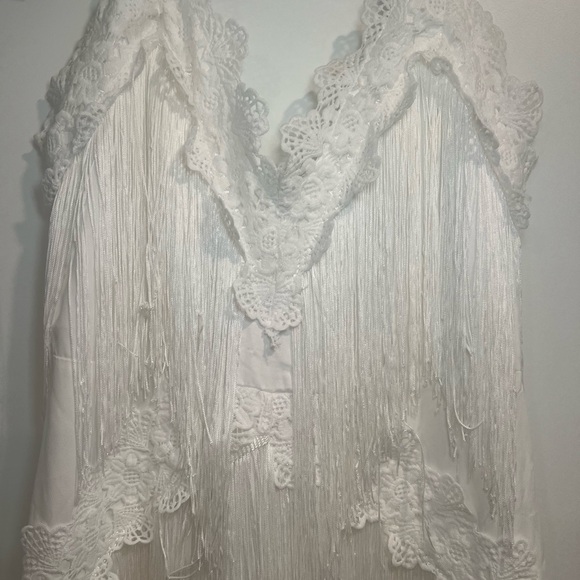 White Fringe Jumpsuit - Picture 6 of 11